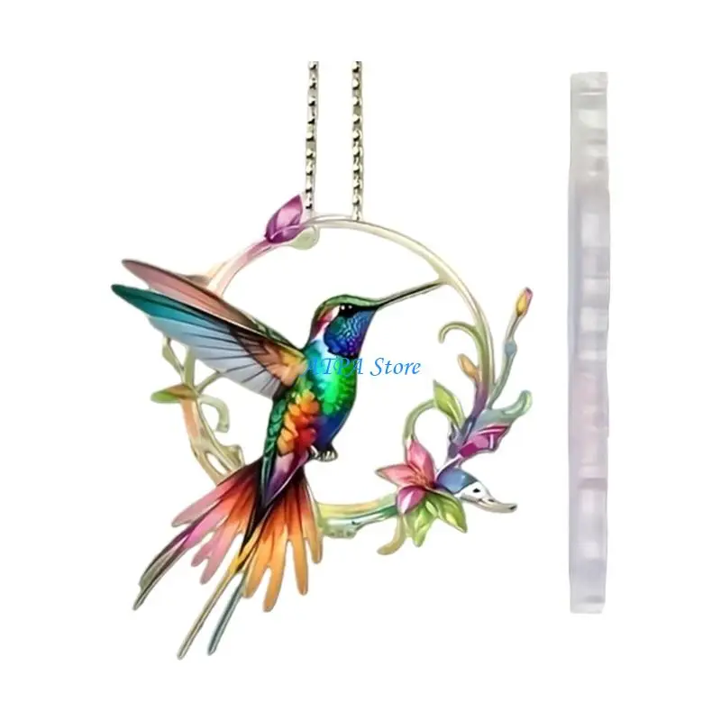 

U13C Two Way Hanging Decors Printed Bird Charm Scratch Resistant Acrylic Keychain Mirror Decors for Cars & Use