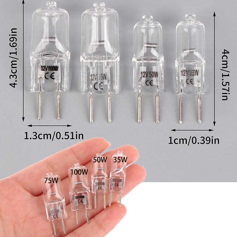 New 1pcs 12V G6.35 35W 50W 75W 100W Halogen Lamp Beads Suitable For Aromatherapy Lamp Crystal Lamp Projector 2pin Bulb 12V/AC