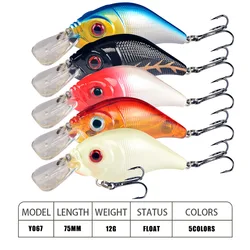 1pc 7.5cm 10.2g Hard VIB Lures Fishing Minnow Bait Treble Hooks Sinking Crankbait Wobblers Fishing Tackle 3DEyes