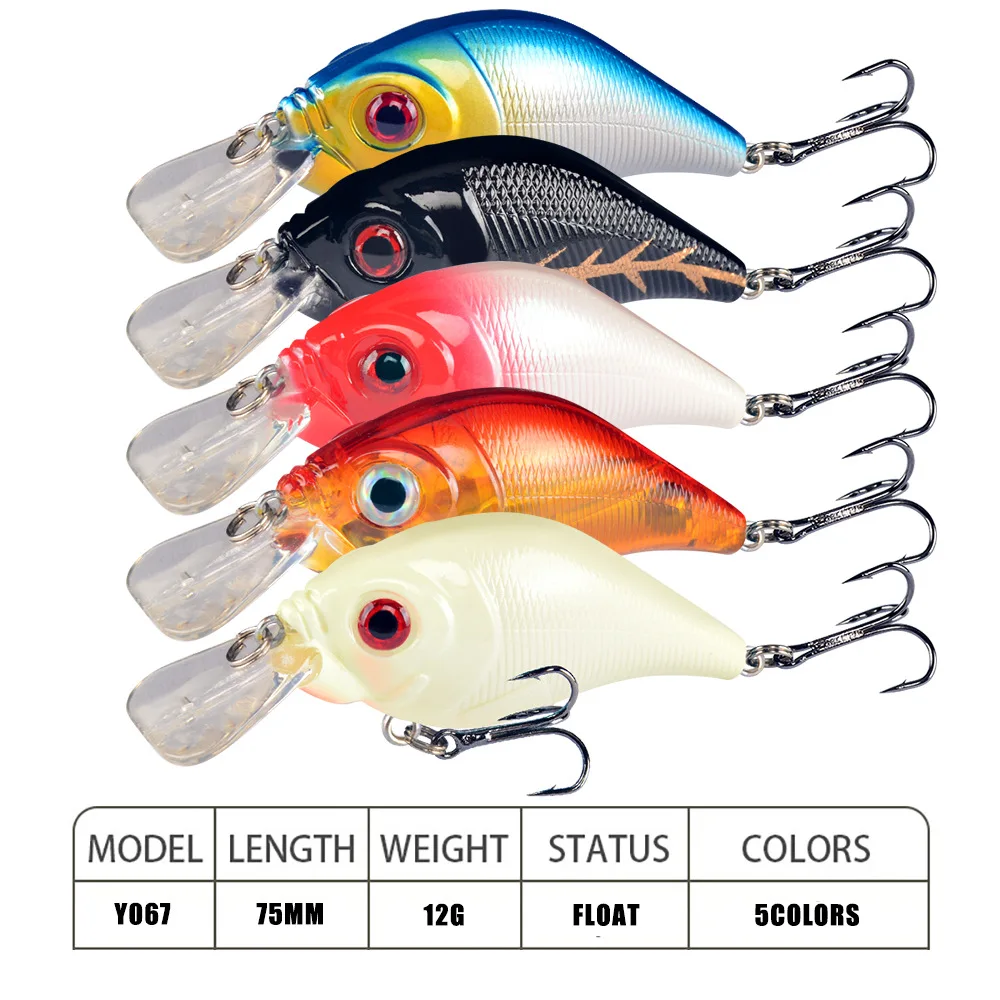 1pc 7.5cm 10.2g Hard VIB Lures Fishing Minnow Bait Treble Hooks Sinking Crankbait Wobblers Fishing Tackle 3DEyes
