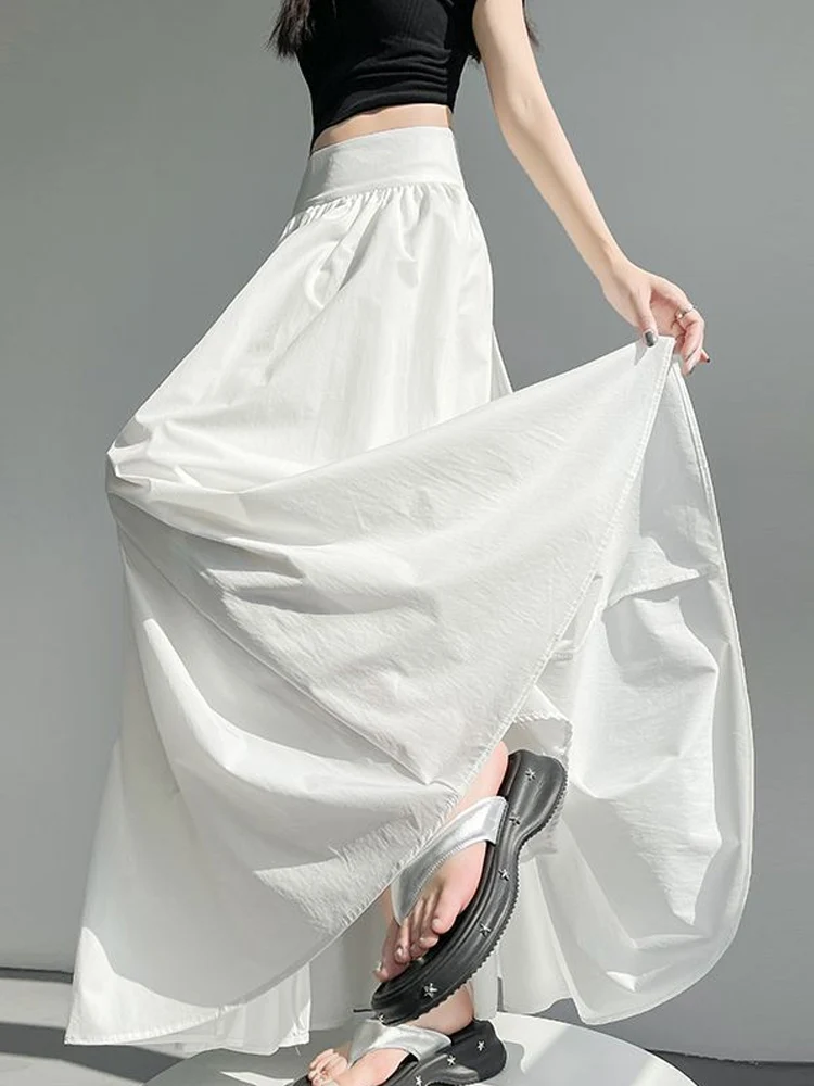 

Юбка-трапеция Hebe Style с высокой талией, плиссированная, женская, летняя, элегантная, прикрывающая бедра, с большим оборотным подолом, фасон «зонтик»