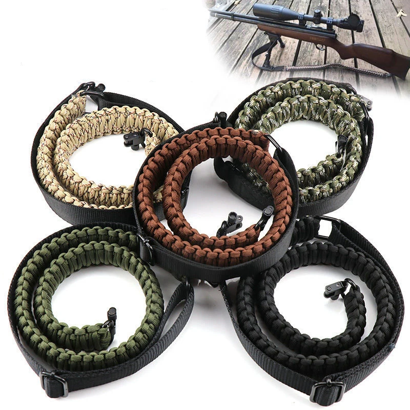 Outdoor Rifle Sling 550 Paracord Sling Tactical 2 Point Sling with Tri-Lock Swivel Shotgun Strap Ar 15 Accessories Hunting Gear