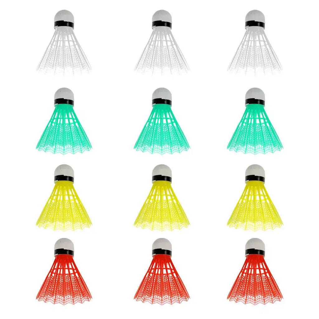 Lightweight Colorful Badminton Balls Plastic Shuttlecocks Twelve Pack for Indoor Outdoor Practice and Games