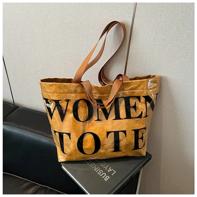 

Casual Designer Style Letter PVC Shoulder and Handbags 2025 New Fashion Transparent Large Capacity Personality Women's Tote Bags