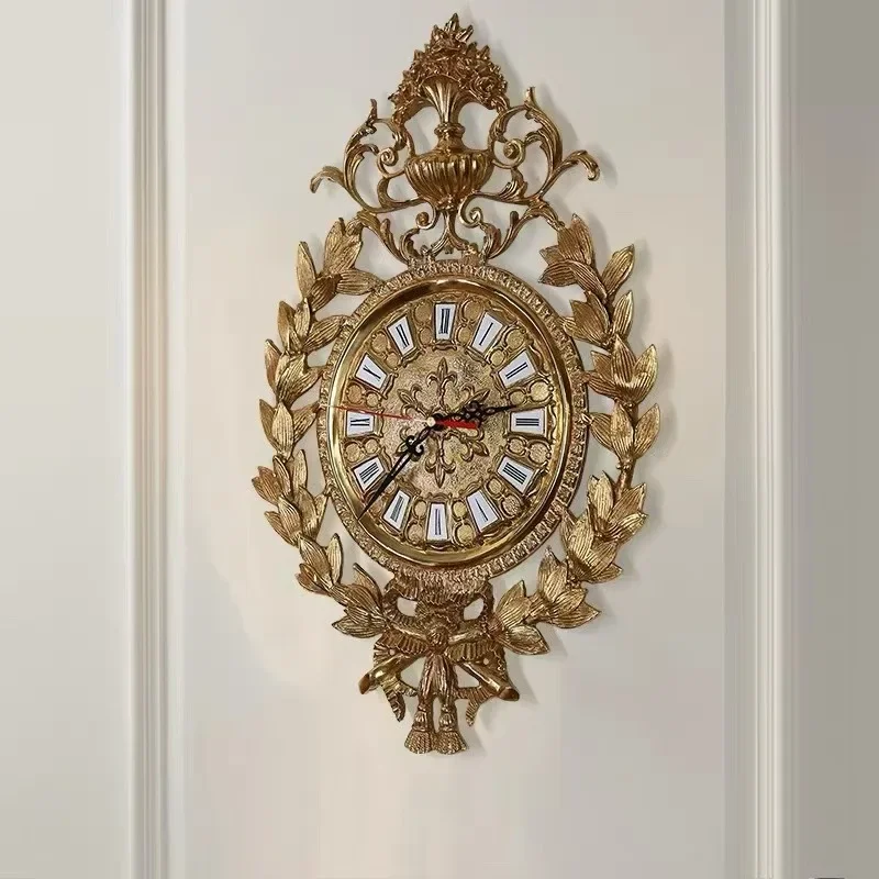 

Настенные часы TD72 в стиле французского ретро, роскошные, с гравировкой, из латуни, креативный декор, украшение для прихожей.