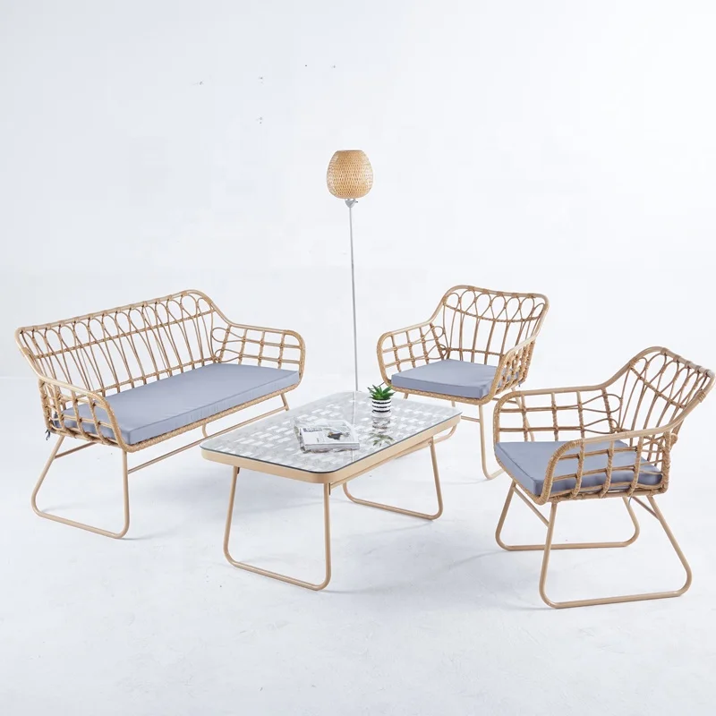 *Rattan Garden Furniture Leisure Natural Vintage Wicker Chair Sofa Set