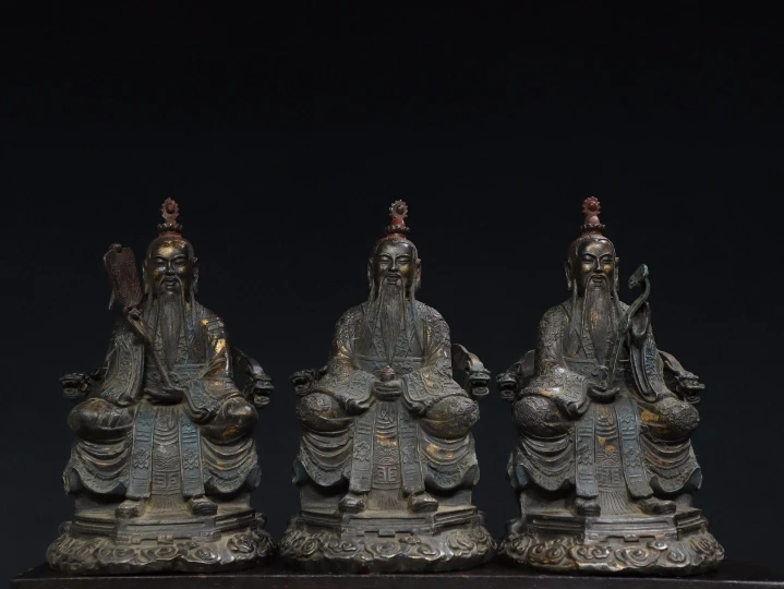 

Old Bronze Statue, Brass, Mud, Gold, Three Qing Dynasties, Yuan Shi, Morality, Old Lord Statue Decoration, Home and Hall Decorat