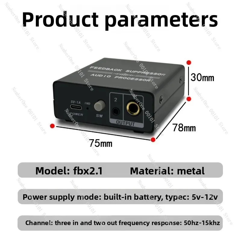 Mini Microphone One Touch Anti Feedback Suppressor Lossless Smart Audio Processor