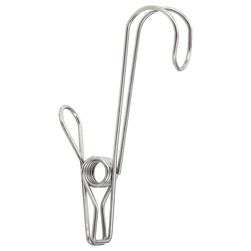 

40PC Stainless Steel Metal Long Tail Clip With Hooks Clothes Pins Hanging Universal Clips For Kitchen Bathroom Office