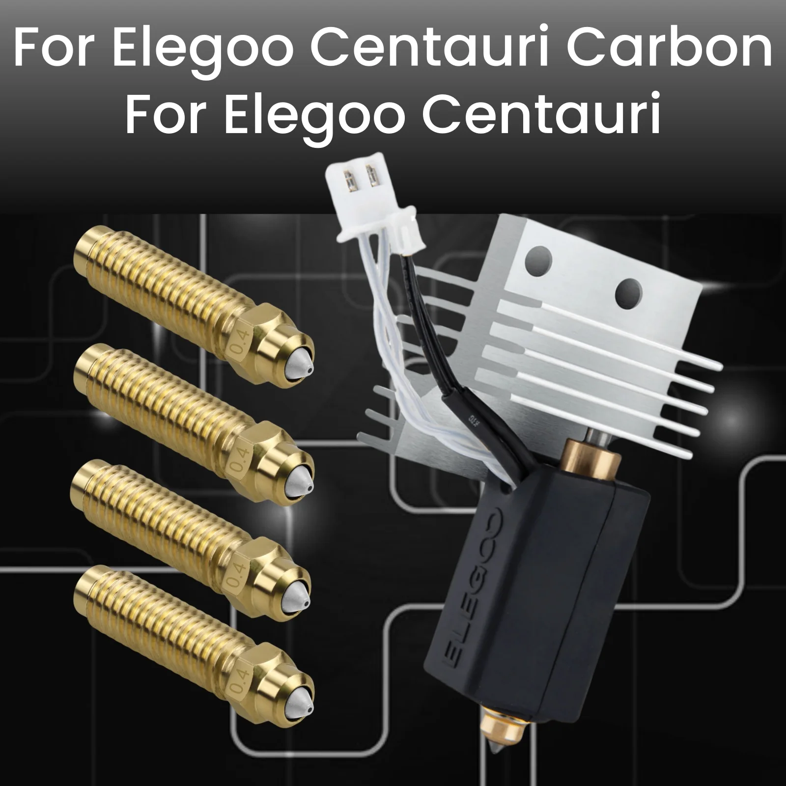 0.2/0.4/0.6/0.8mm Assembled Extruder Hotend Kit for Centauri Carbon/Centauri Ceramic Hot End Kit for Elegoo Centauri 3D Printer
