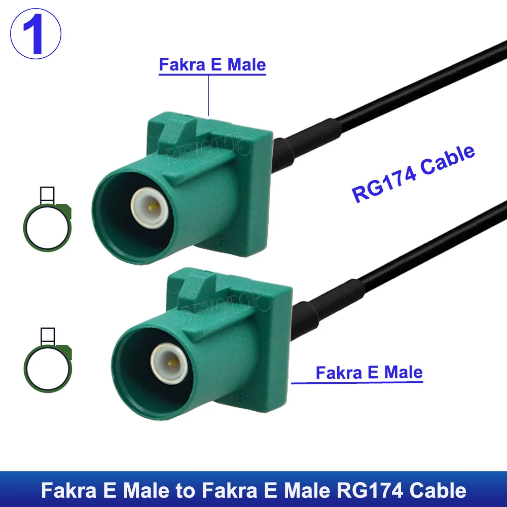 1Pcs RAL6002 Fakra E Male/Female to Fakra E Connector RG174 Cable for TV SDARS Audio Video Antenna Extension Pigtail Jumper