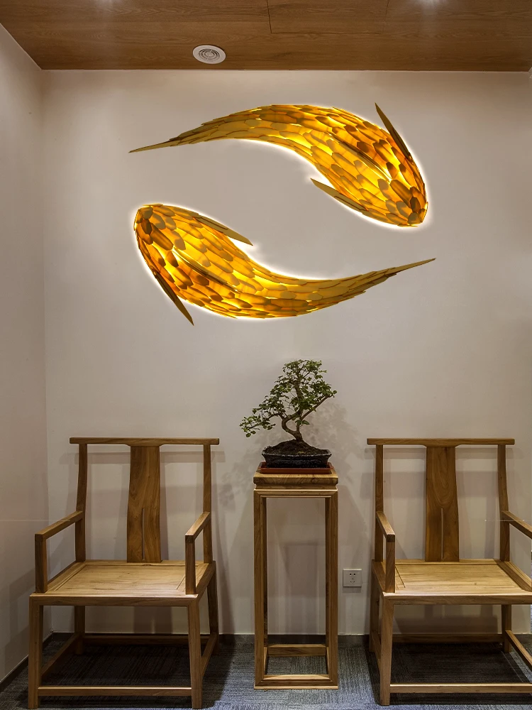 Nordic Modern Bamboo Led Wall Light Hand Woven Fish Wall Lamps for Living Room Decoration Restaurant Hotel Villa Art Wall Decor