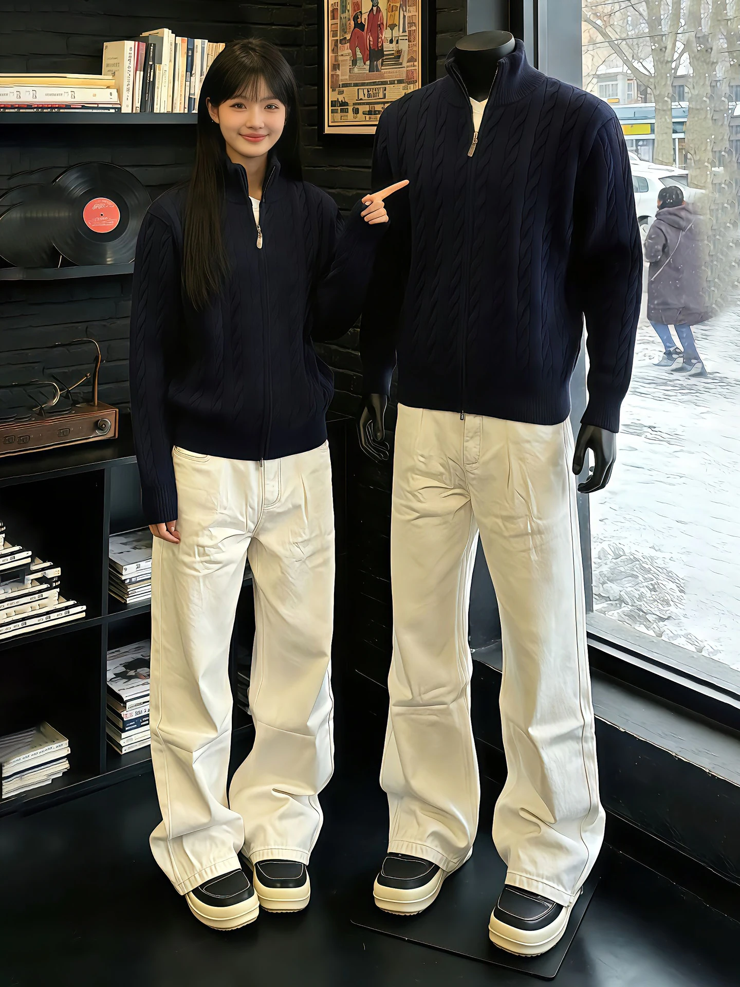 

Мужской вязаный кардиган-свитер синего цвета в тибетском стиле, весенний, премиум-класса, с воротником-стойкой, Cleanfit American Jaet