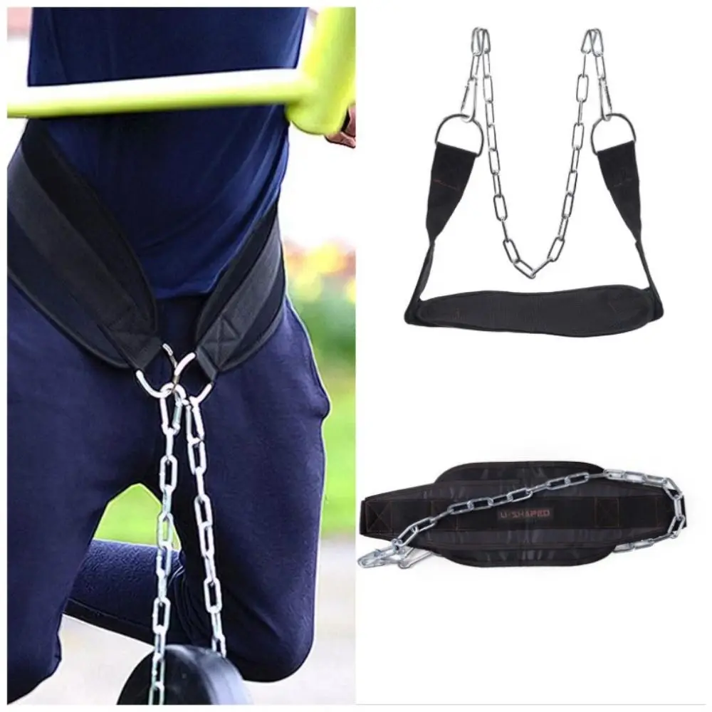 

Thicken Weight Lifting Belt Adjustable Iron Chain Dipping Belt with Chain Sturdy Waist Support Load Bearing Waistband Pull Up