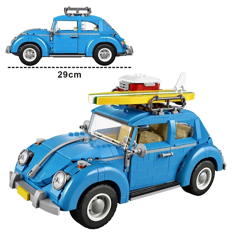 ทางเทคนิคคลาสสิกรถ Bule Beetle Building Blocks รุ่น Camper รถรถยนต์ประกอบอิฐของขวัญของเล่นสําหรับเด็ก