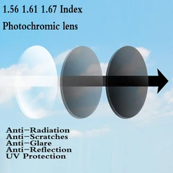 1.56 1.61 1.67 Index Photochromic Aspheric Prescription Lens Myopia Hyperopia UV Protection Anti-Reflective Lenses