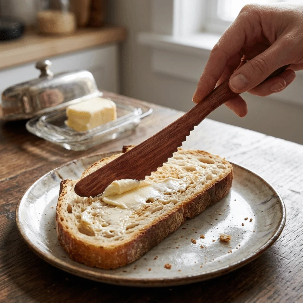 5Pcs Wood Dinner Cutting Utensil Flat Wide Head Smooth Polished Butter Utensil Serrated Practical Cream Spatula