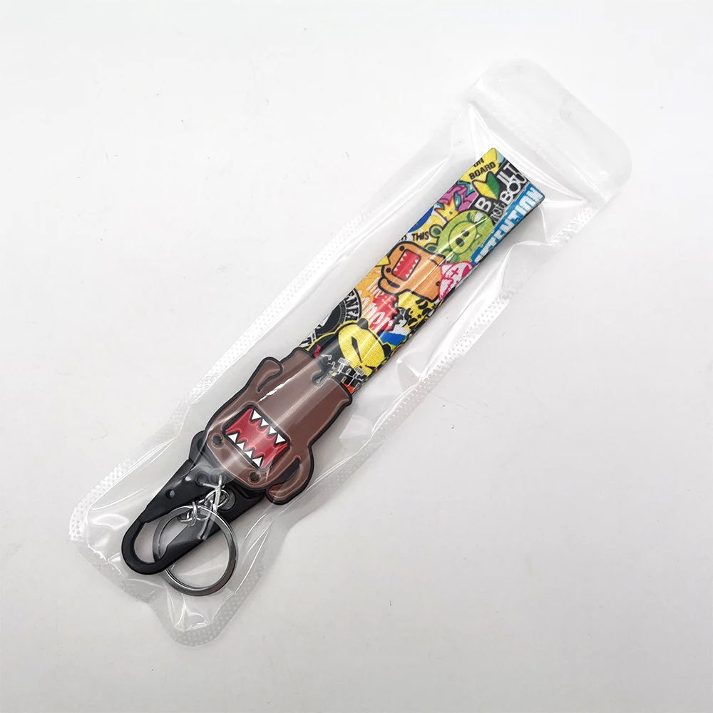 JDM Culture Style Keychain Lanyard Key Strap With Cute Cartoon Domo Kun Japanese TV Endorsement Kawaii Mascot Key Ring