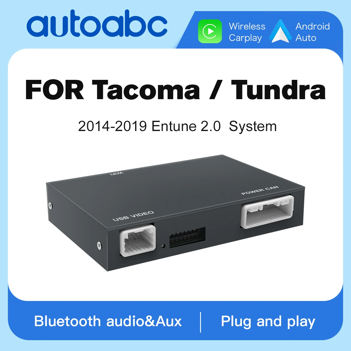 AUTOABC Wireless Carplay Android Auto For Toyota Tacoma/Tundra 2014-2018 With Multimedia Accessory Mirror Link AirPlay Decode