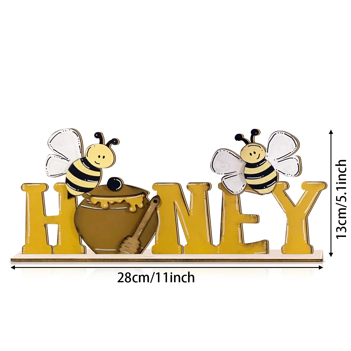 1 set of 2D summer HONEY letter bee honey jar wooden desktop decoration ornaments, rustic farmhouse desktop decoration