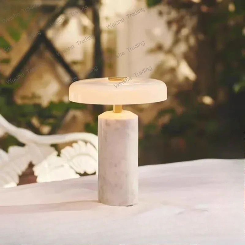 

Portable Charging Table Lamp with Touch Switch Atmosphere LED Marble Desk Lights Living Room Bedroom Bedside Study Cafe