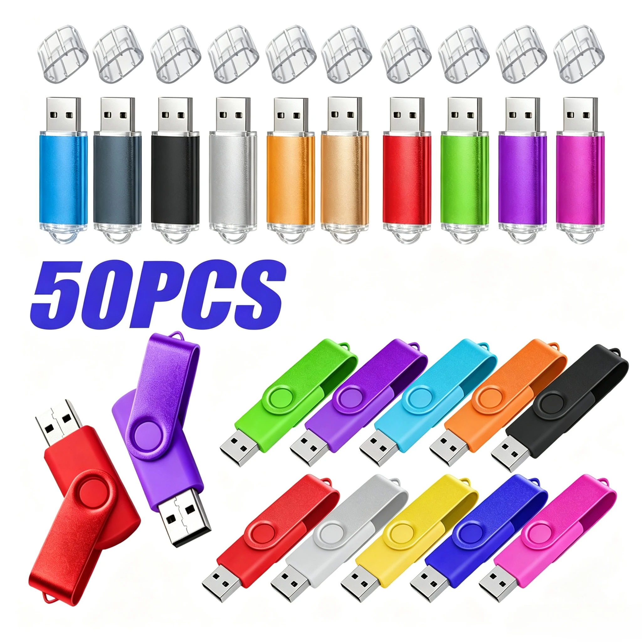 50PCS/LOT Custom Logo Metal Pendrive Key USB Flash Drive 2.0 4GB 8GB 32GB 64GB Storage Device Photo Stick Good Gifts Memory