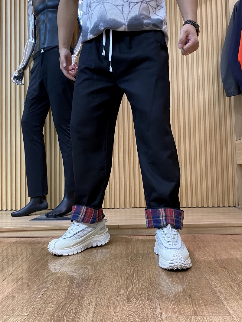 

Waed 00% Cotton Men's Comfortable Breathable Elastic Waist Loose Straight Casual Pants Trendy Straight Leg Trousers