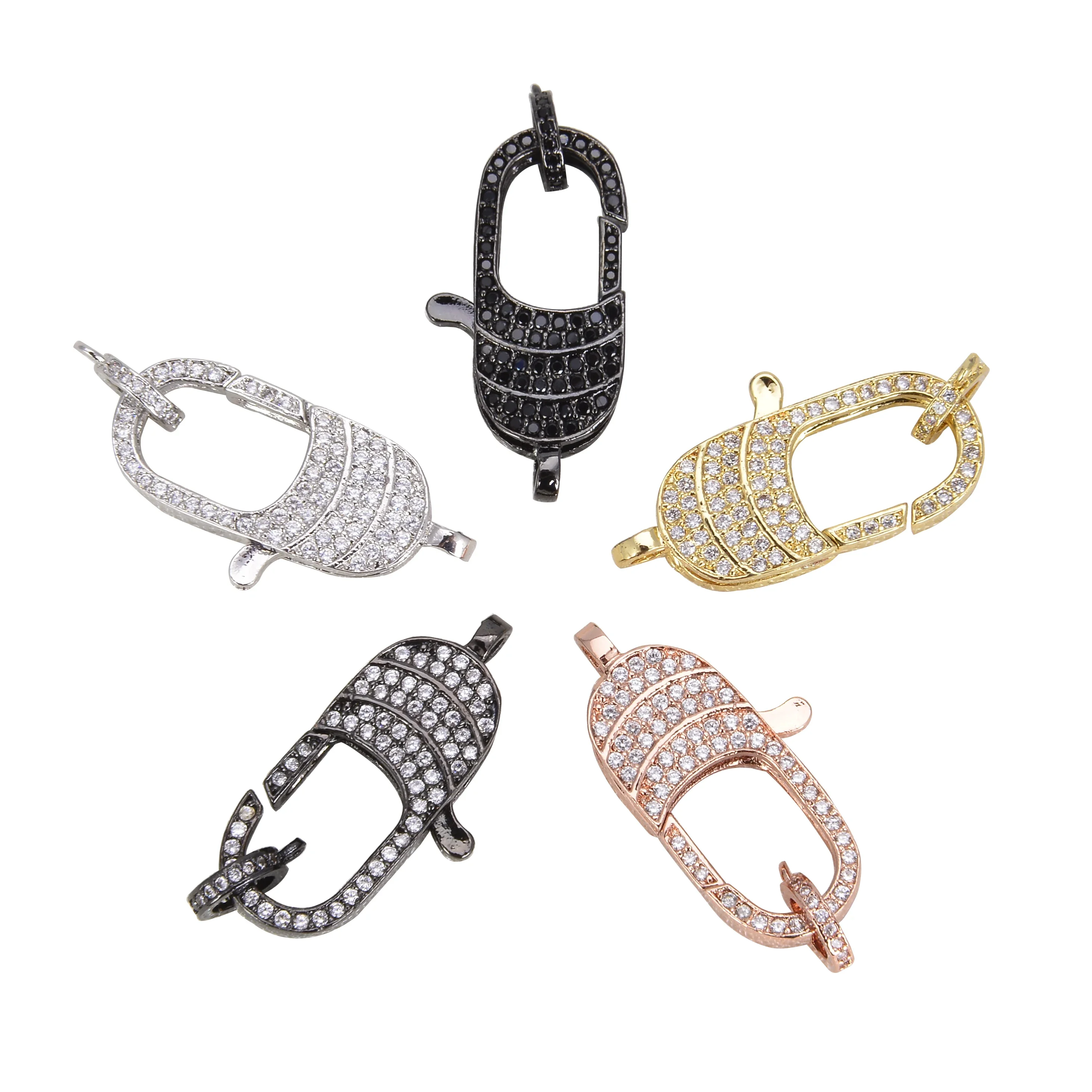 5 Pieces Micro Pave Heart Screw Clasp for DIY Fastener Connector Locks Accessories Women Luxury Jewelry Necklace Bracelet Making