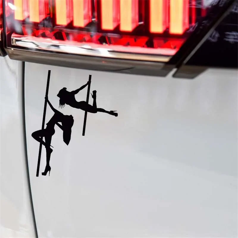 Car Stickers Sexy Girl Beautiful Pole Dance Fashion Style Car Decoration Accessories PVC Stickers Black/white, 14cm*11cm