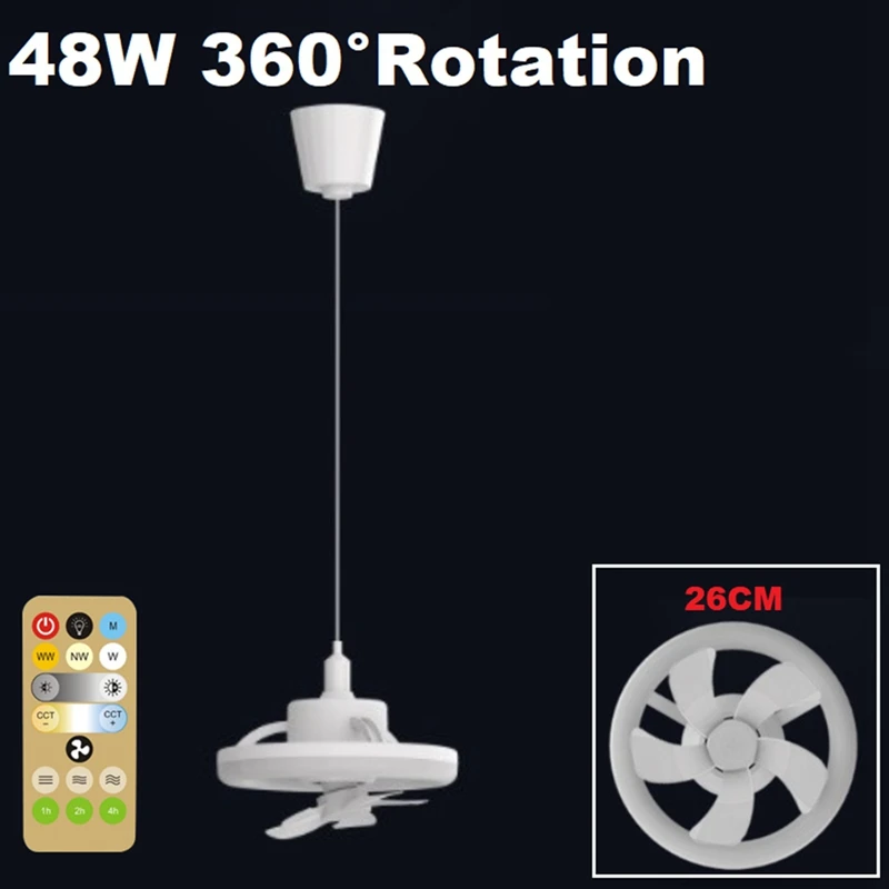 48W Ceiling Fan With LED Light Remote Control 360° Rotating Cooling Electric Fan Light Indoor Decorative Ceiling Light