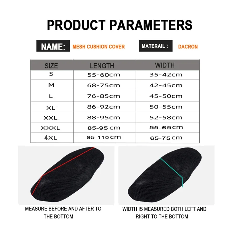 Funda de asiento de cojín de vehículo de motocicleta, cubierta de malla de panal 3D, protección solar fresca, calor de verano