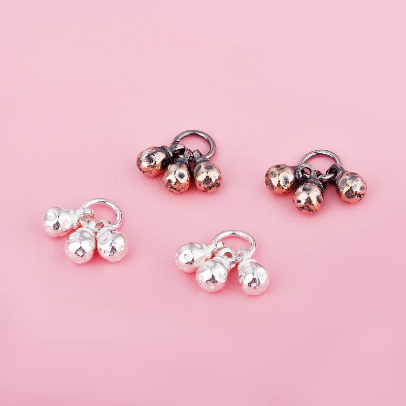 S925 irregular lift three ball pendant knock face meteorite small stone pendant handmade diy silver accessories