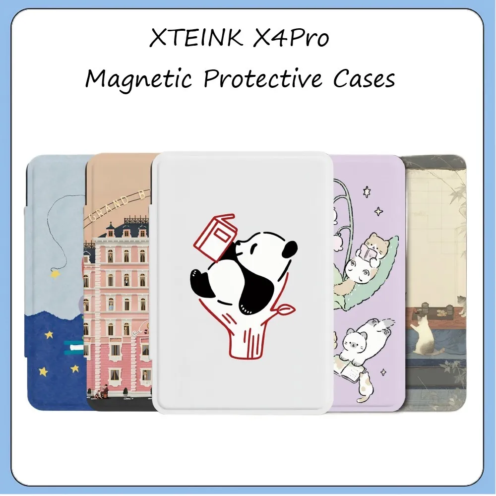 For XTEINK X4Pro E‑Ink Reader Cases Book‑Shaped Magnetic Flip Cover Book‑Shaped Magnetic Case Auto Sleep‑Wake Precise Cutouts