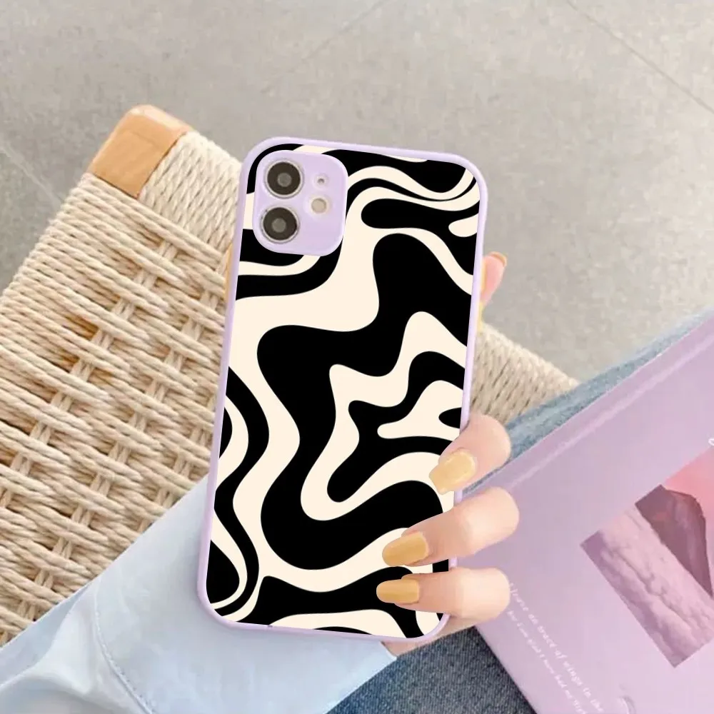 Abstract Swirl Pattern Phone Case for iPhone 14 11 12 13 Mini Pro Max 8 7 Plus X XR XS MAX Translucent Matte Cover