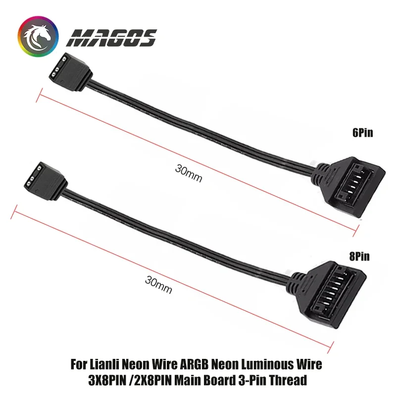 Kabel do płyty głównej 5V ARGB AURA SYNC, opcjonalnie 6-pinowy lub 8-pinowy, do kabli serii Lian Li Strimer Plus V1 V2.
