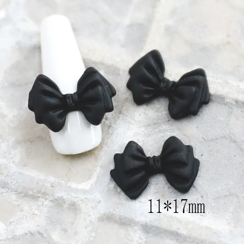 

50Pcs Japanese Korea Black Bow Bowknot Nail Art Charms 3D DIY