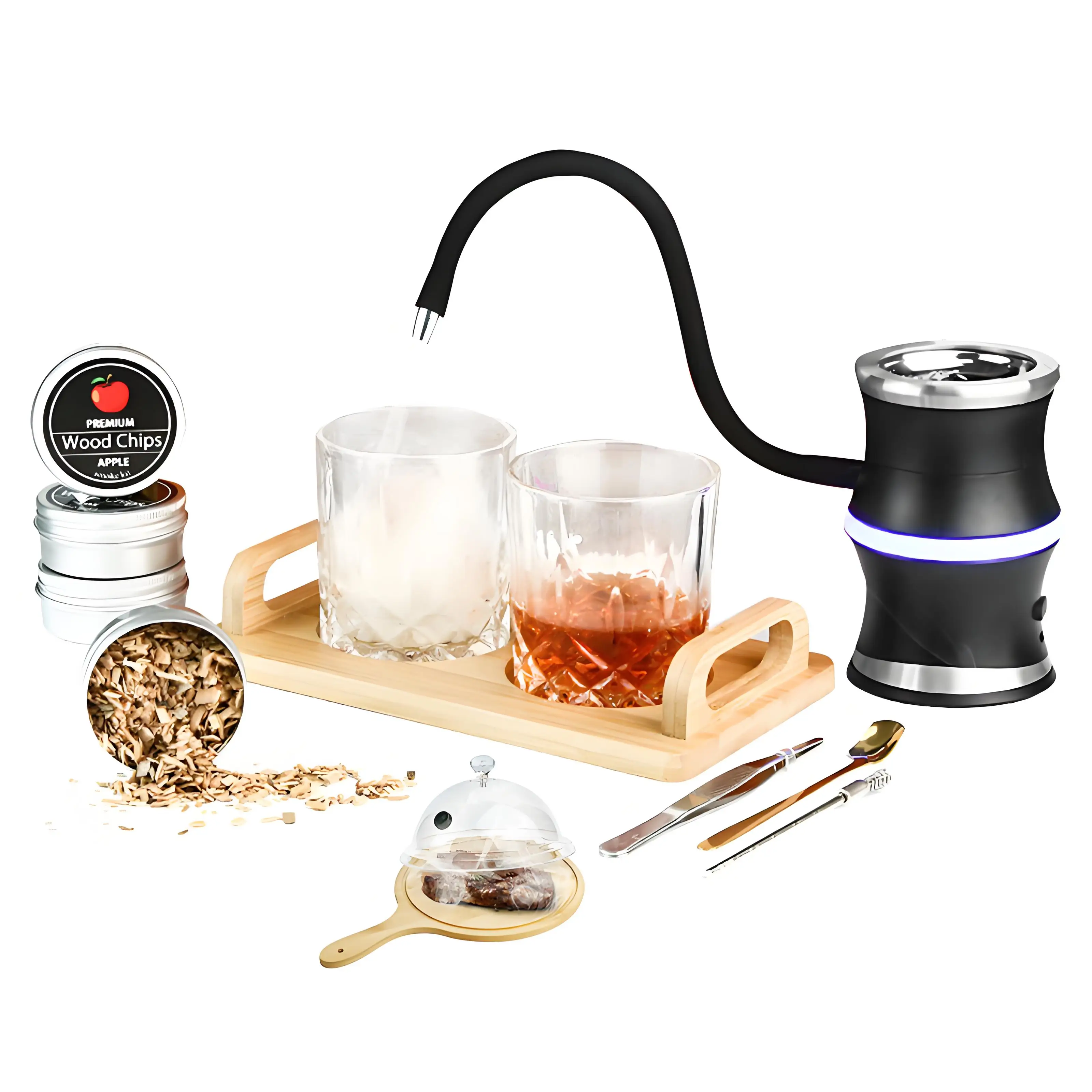 

USB Rechargeable Smoke Gun for Cocktails & Food, Electric Smoker with 4 Wood Chips Flavor, for Whisky, BBQ, Home Bar Use