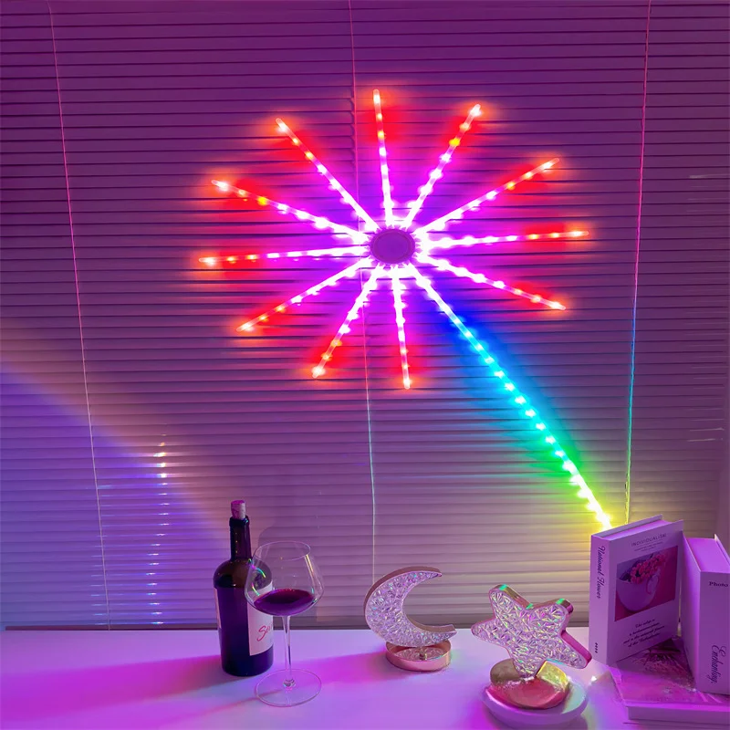 Smart Voice Control Full Color Fireworks LED Strip Light Waterproof Decor String Light for Outdoor Bedroom,Neon RGB USB LED Tape