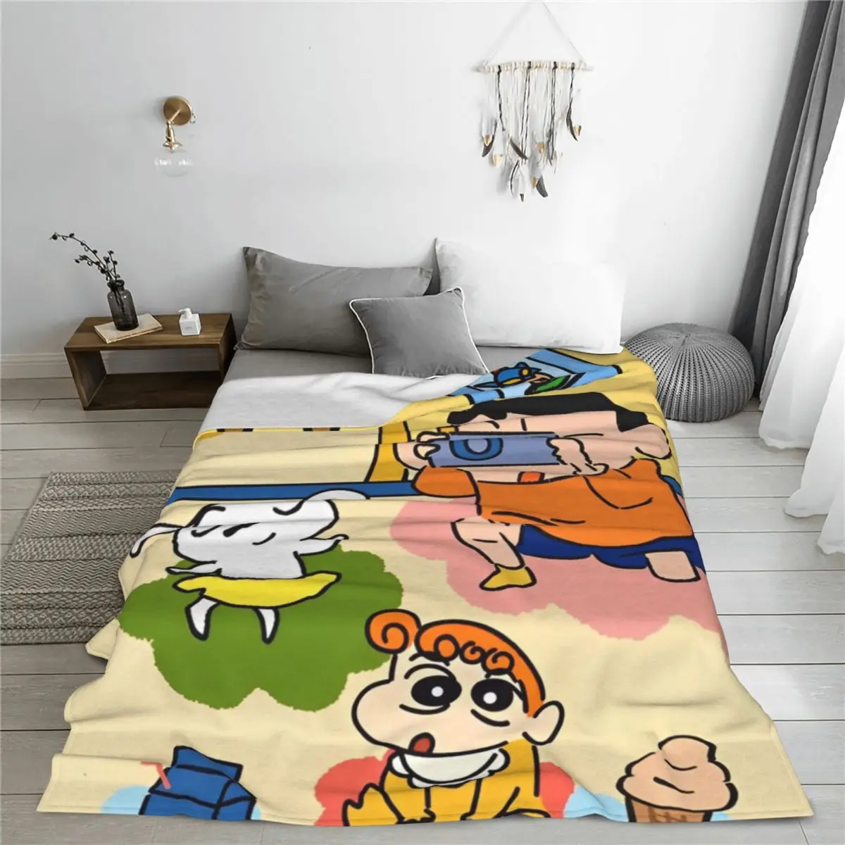 Crayon Shin-chan Himawari At Home Blanket Japanese Anime Fleece Awesome Breathable Throw Blanket for Bedspread Winter