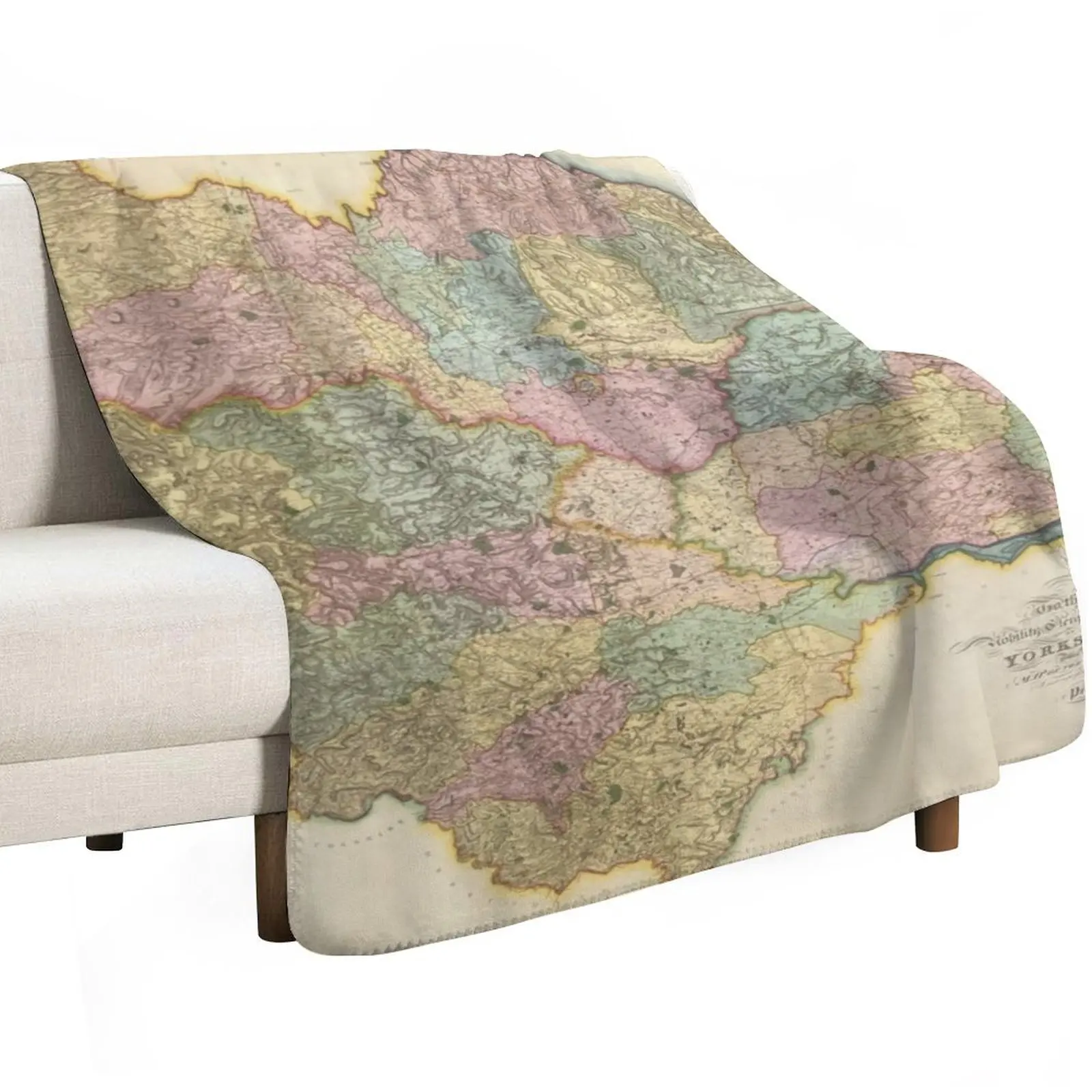 Yorkshire: God`s own country. Vintage Map Throw Blanket Luxury Plush Cute Blankets For Sofas Decorative Beds Sofa Throw Blankets