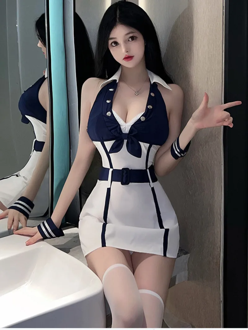 

Female Sexy Campus Pure Desire Uniform Seduction Dress Elegant Fashion Sexy Korean Women Mini Sweet Tops 2024 New 6VLK