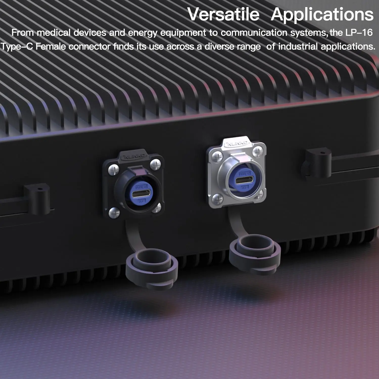 CNLINKO LP16 Waterproof Type-C Connector 5A Female Socket Jacks 10 Gbps Panel Mount Receptacles for Fast Charging Data Transfer