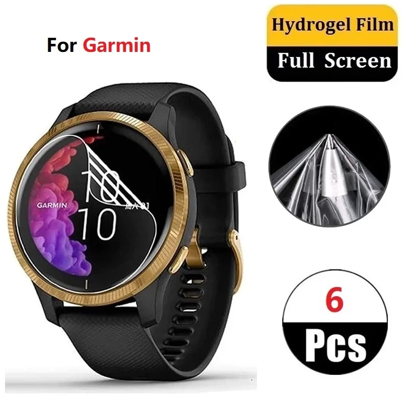 6 Pcs Smart Watch Hydrogel Soft Film For Garmin Venu 2 2s Vivoactive 3 Music Trainer 4 4s Screen Protector Not Glass Film Foil