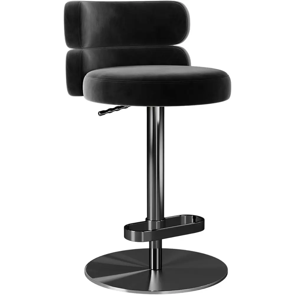 

Adjustable Airlift Counter Height Swivel Bar Stool with Padded Back, Black and Gold Chrome Base (1PC)