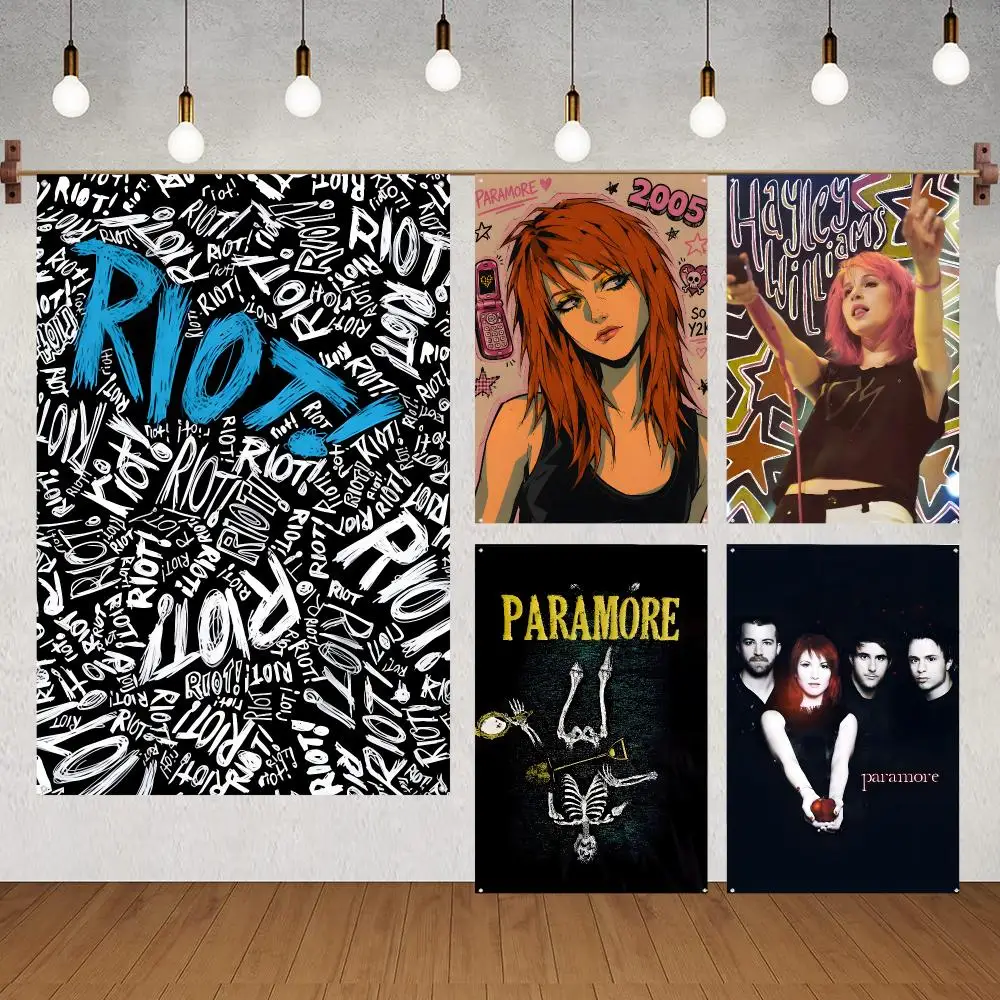 Band Music Rock Paramore Flags for indoor decoration with no edging and four corner rings for easy hanging