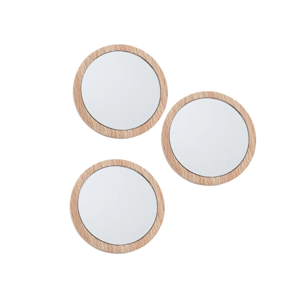 3Pcs 7.5cm Portable Makeup Mirror Round Light Weight Travel Mirror Smooth Glass Surface Easy Carry Option