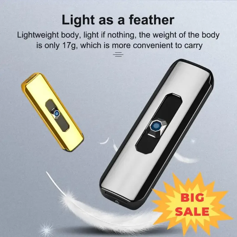 USB Push-up Button Lighter Double-sided Point USB Rechargeable Lighter Windproof Cigarette Lighter Does Not Contain Gas