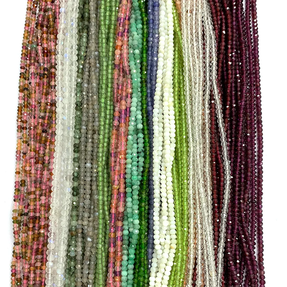 Veemake Natural Faceted Rondelle Beads Spinel Ruby Sapphire Opal Apatite Tourmaline Tanzanite Emerald Diopside Aquamarine R2