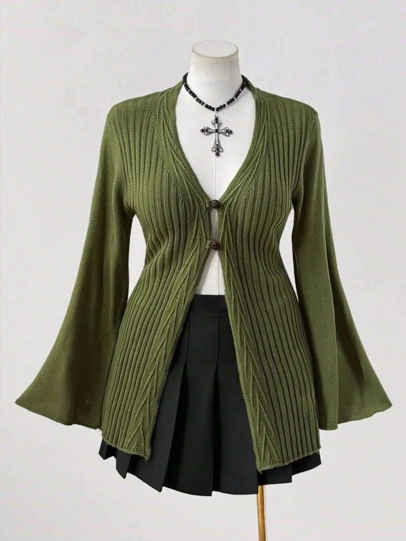 

KEXU осень-зима новые вязаные свитера больших размеров рубашка Лидер продаж глубокий V тонкий труба с длинным рукавом пуговицы открытое пальто