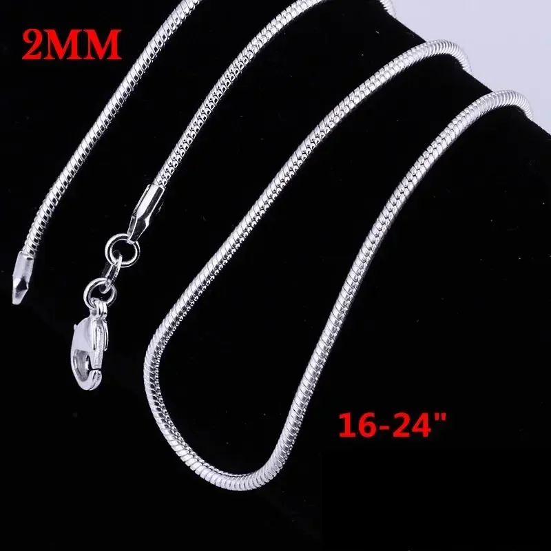 

2MM Snake Chain NEW ARRIVE Hot Sale 925 Sterling Silver Women Men Necklace Jewelry for Pendant DIY BEADS